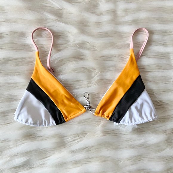 Princess Polly Other - Princess Polly Twiin White Black Orange Strappy String Bikini Top Sz M